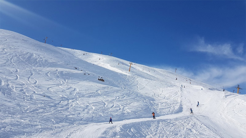 shemshak ski resort at sunny day nice weather a lot of snow near tehran